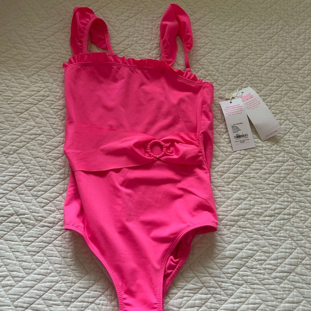 Lilly Pulitzer Ashleigh Pink One Piece Swimsuit Classic Scoop Neck